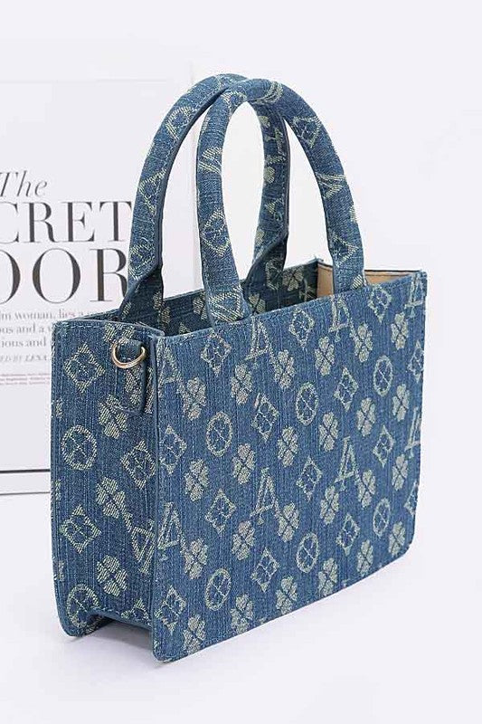Fashion Tote Bag LA Jacquard Denim Stylish Casual Handbag