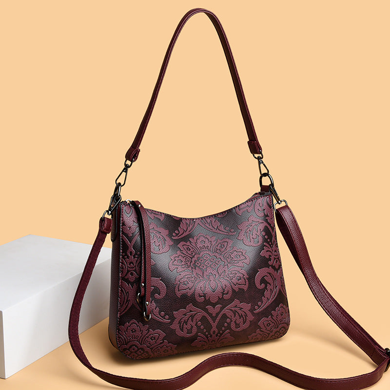Women's PU Leather Crossbody Messenger Bag - Multi-Compartment Shoulder Bag