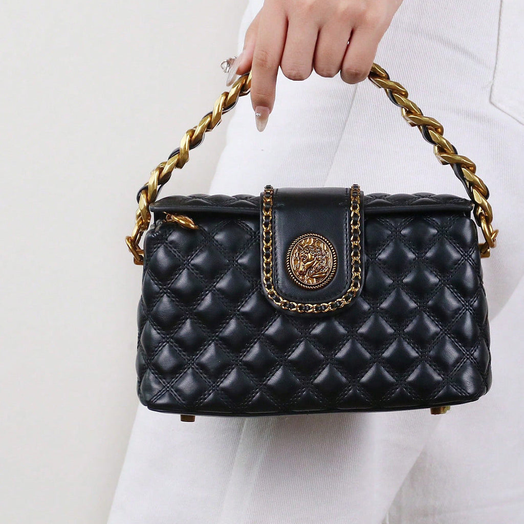 Diamond-Quilted Chain Crossbody Bag