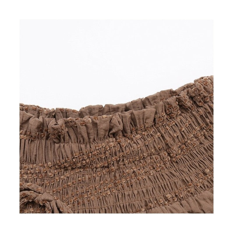 Textured Solid Color Wide Leg Casual Trousers
