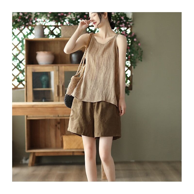 Elastic Waist Loose Shorts in Solid Color Palette