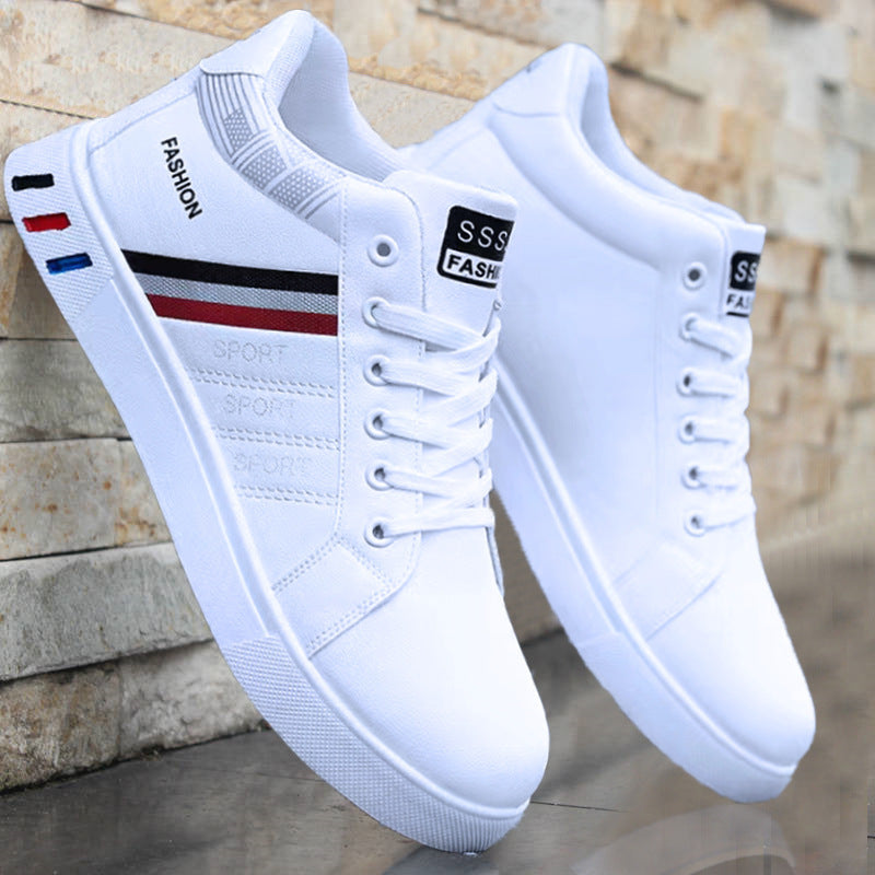 Men's Mid-Top Casual Athletic Sneakers - Synthetic PU Leather Lace-Up Shoes