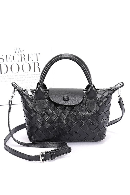 Small Crossbody Bag with Embossed Textured Top Handle – Stylish Fashion Handbag