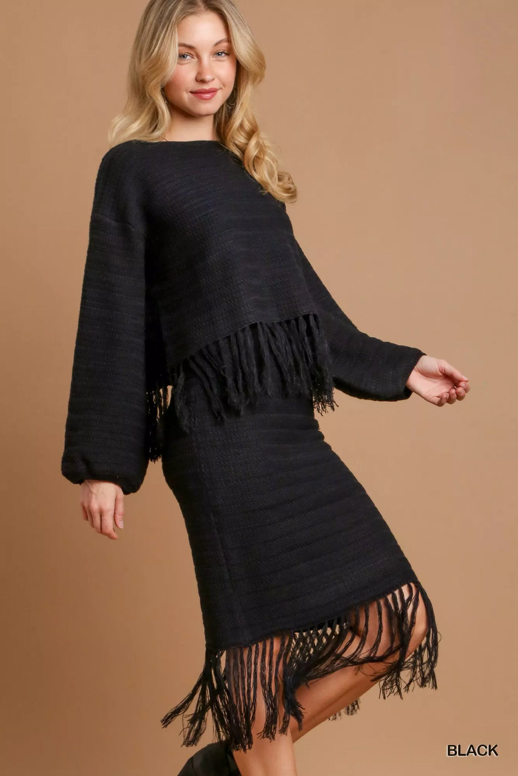 Crochet Knit Crop Top with Frey Hem