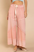 Elastic Waistband Wide Leg Pants with Drawstring