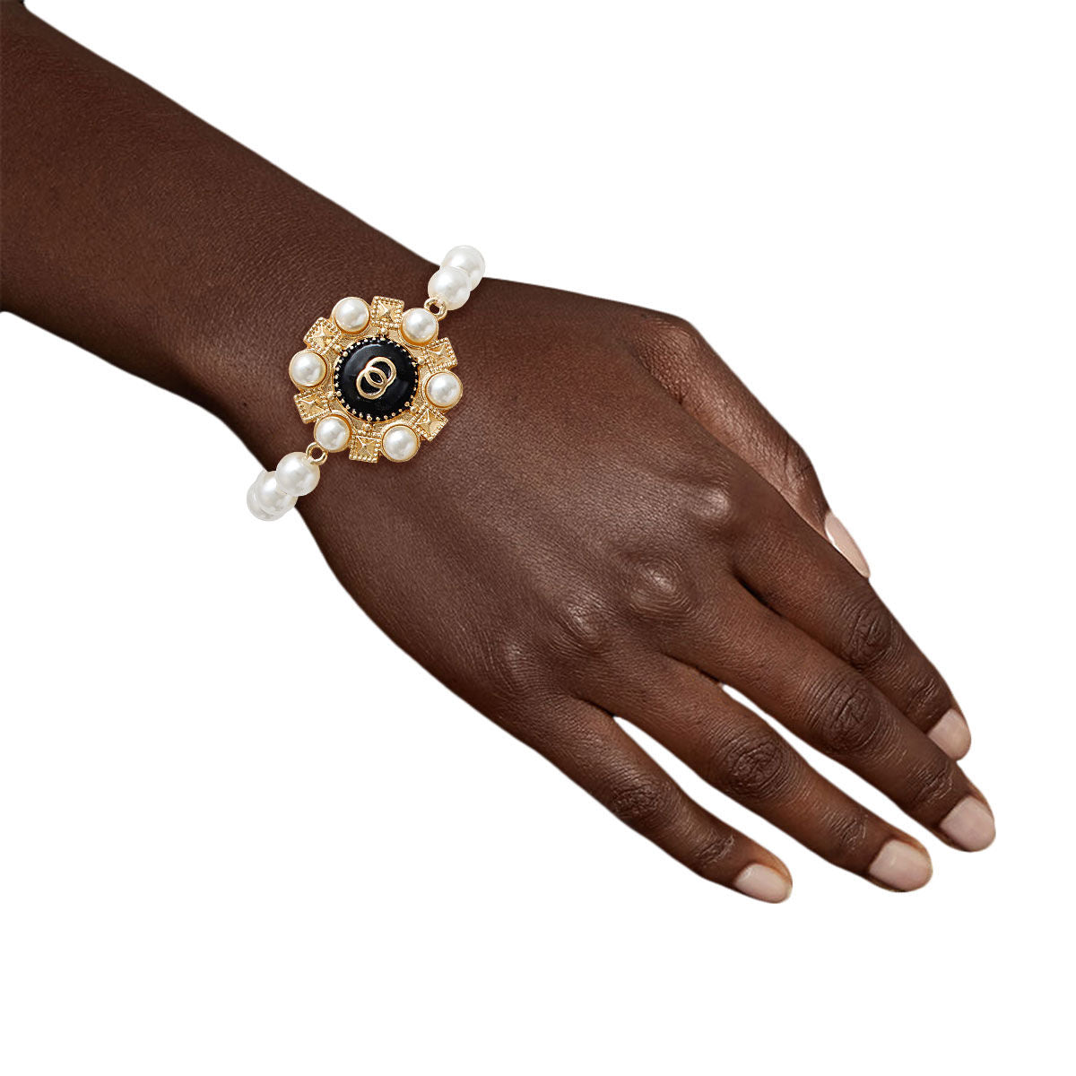 Infinity Bracelet with Cream Pearl Studs – Stylish Fashion Jewelry Accessory