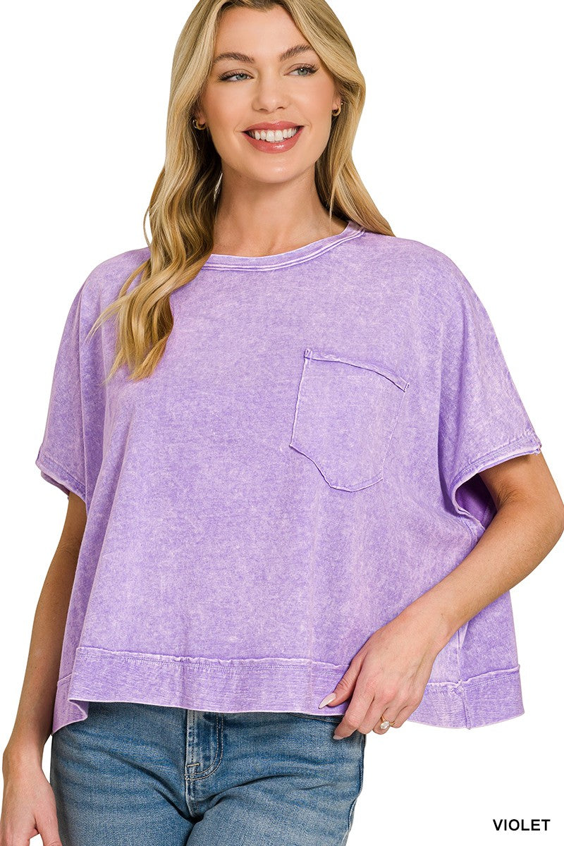 Zenana Halo Washed Oversized Top