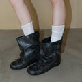 Women's Bow-tie Ankle Boots – Wide Calf Chunky Heel Slip-On Soft Sole