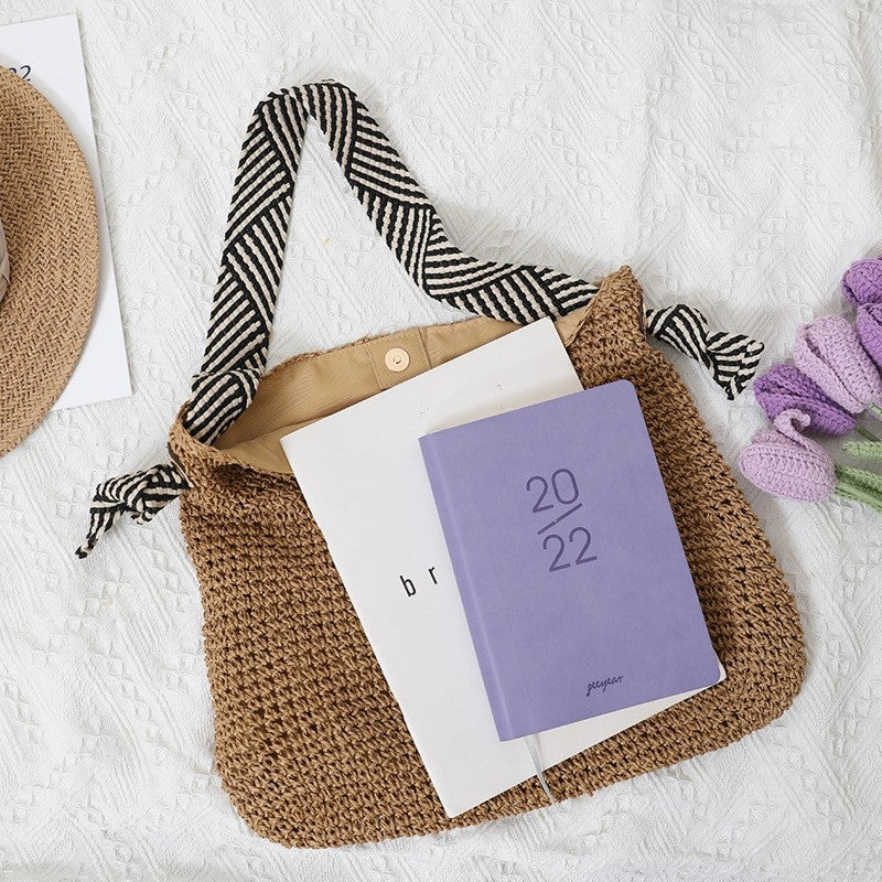 Straw Woven Beach Bag in Solid Color