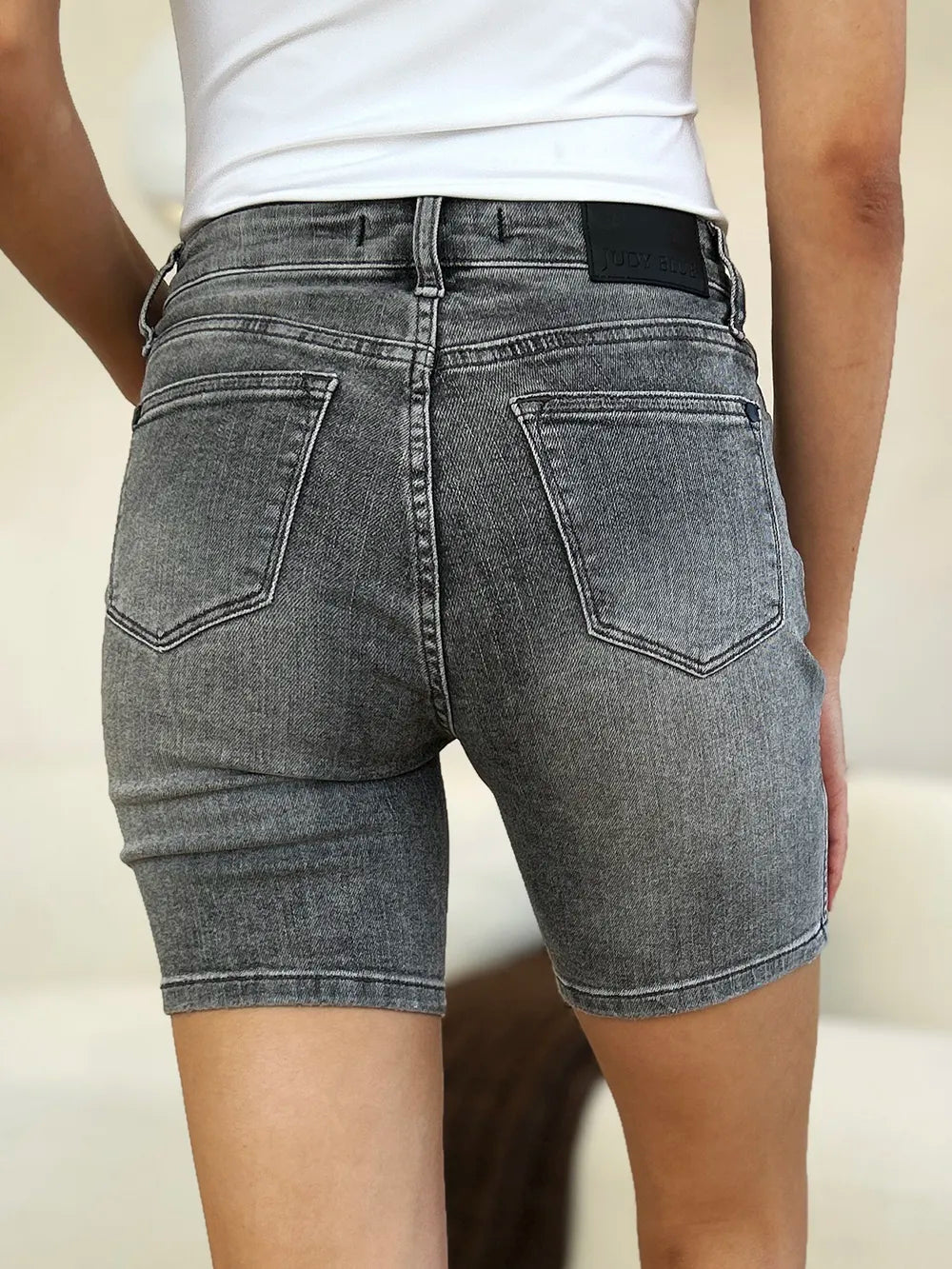 Full Size High Waist Washed Denim Shorts