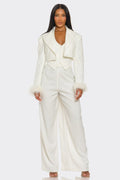 Power & Plume Feather-Trim 3-Piece Suit