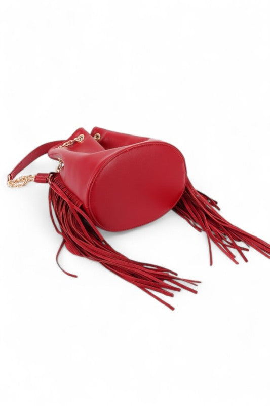 Boho Bucket Bag with Fringe Accent – Trendy Fashion Handbag