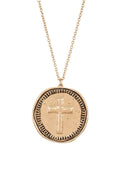 Long Necklace with Embossed Cross Pendant – Stylish Statement Jewelry
