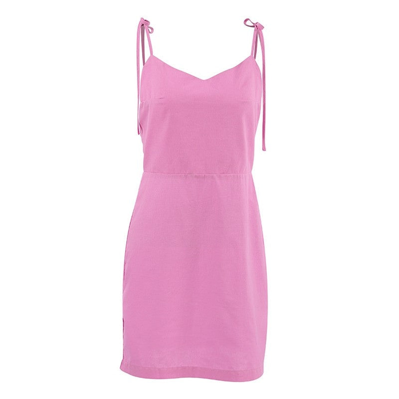 Sleek Black Backless Halter Mini Nightdress