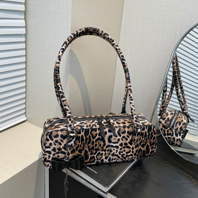 Leopard Print Tote Bag – Retro European Style Handbag | Black, Brown & Yellow