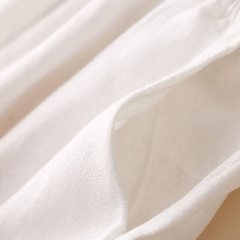 Cotton & Linen Wide-Leg, High-Waisted Straight-Leg & Cropped Casual Pants