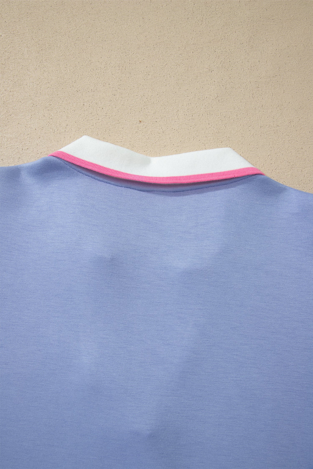 Sky Blue Preppy Striped Trim V Neck Polo Tee Drawstring Skirt Set