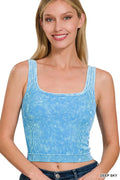 2 Way Neckline Washed Ribbed Seamless Tank Top