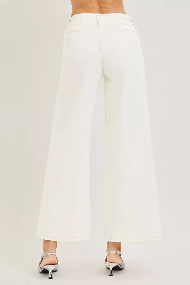 High Rise Ankle Wide Pants