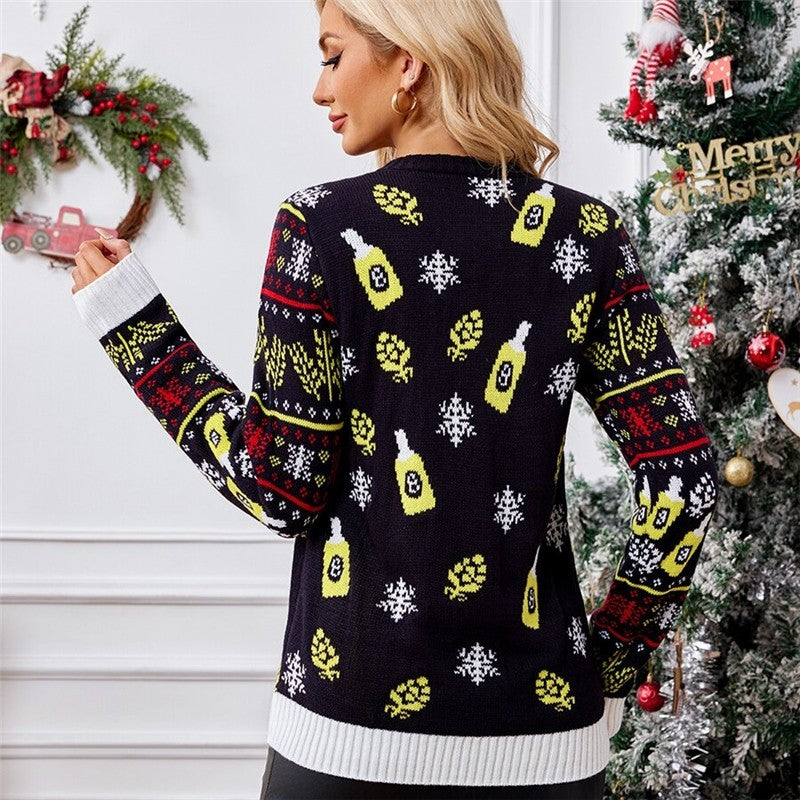 Santa Claus Jacquard Pullover Long Sleeved Sweater