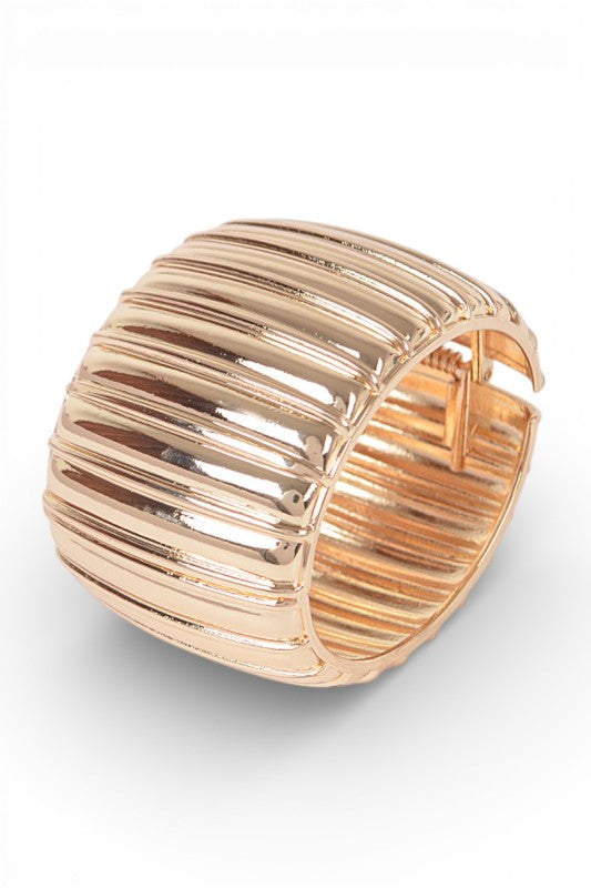 Hinged Bangle Bracelet Textured Stylish Statement Jewelry