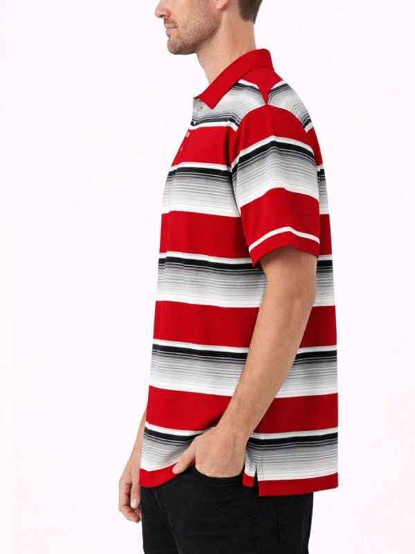 Old School Striped Pique Polo Shirt