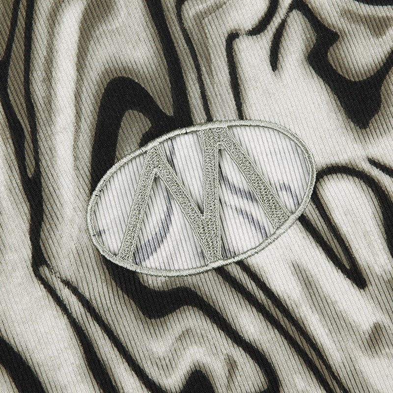 Water Ripple Hollow Letter Asymmetrical Crop Top