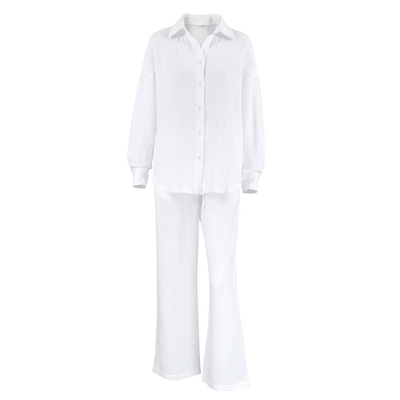Casual Comfort: Relaxed Fit Long Sleeve Top and Cozy Pants