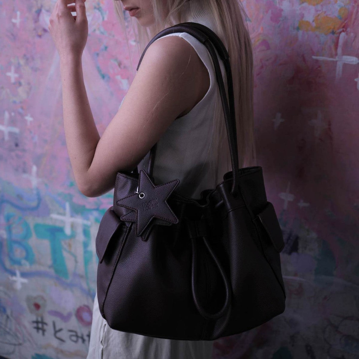 Cloud-Shaped Large Capacity Tote Bag for Women - PU Leather Shoulder Bag with Compartments