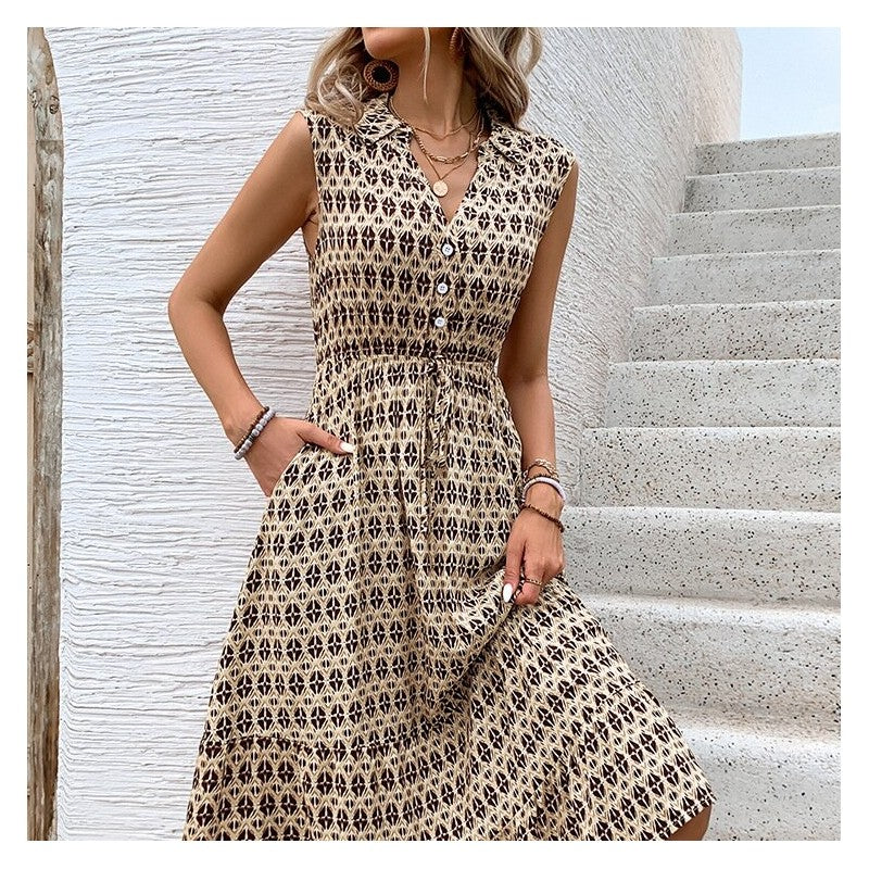 Sure! Here is an optimized title for your clothing product in English:

"Elegant V-Neck Sleeveless Maxi Dress
