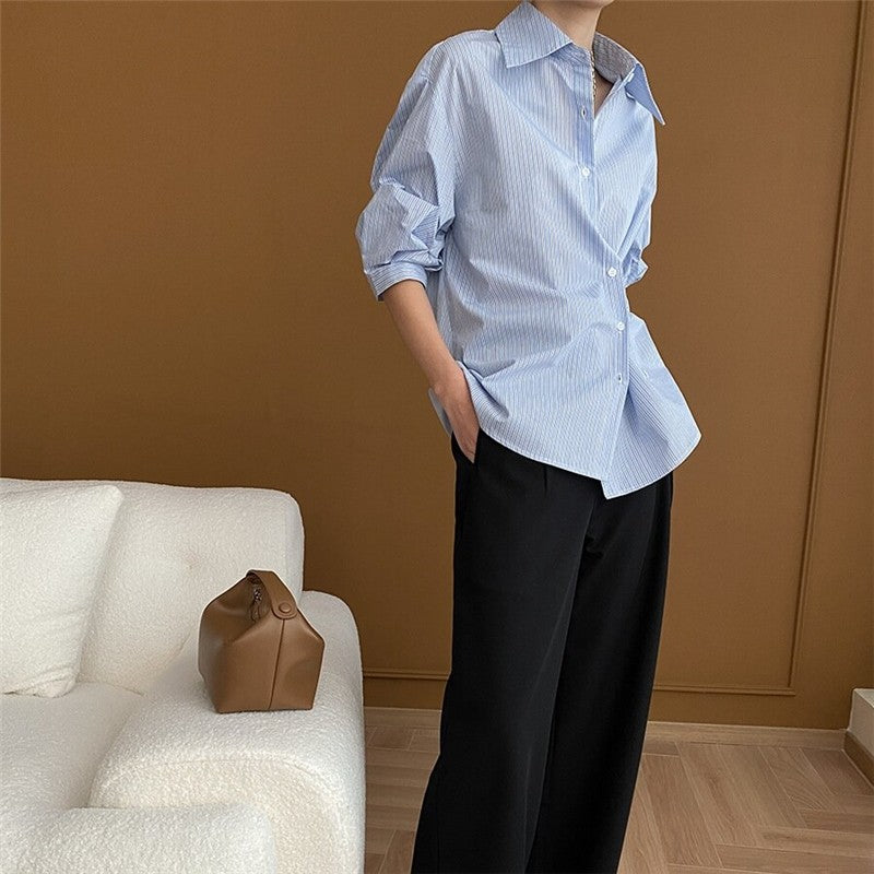 Convertible Striped Button-Down Shirt
