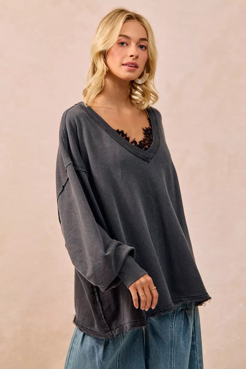 Mineral Washed French Terry Oversized Sweatshirt