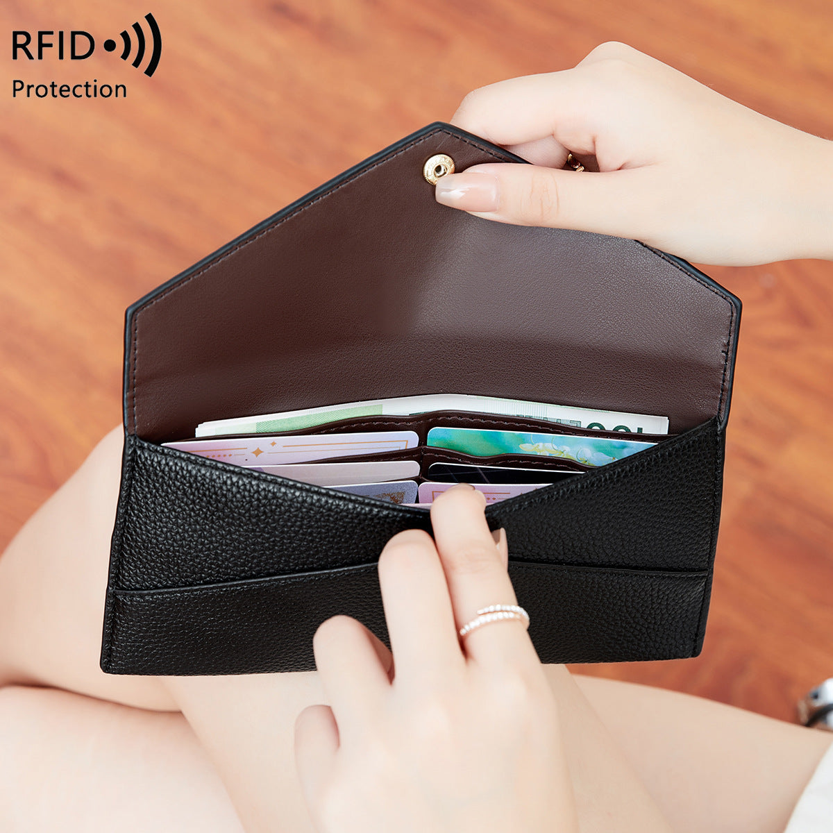 RFID Anti-Theft Women's Wallet - Waterproof Lightweight PU Leather Wallet