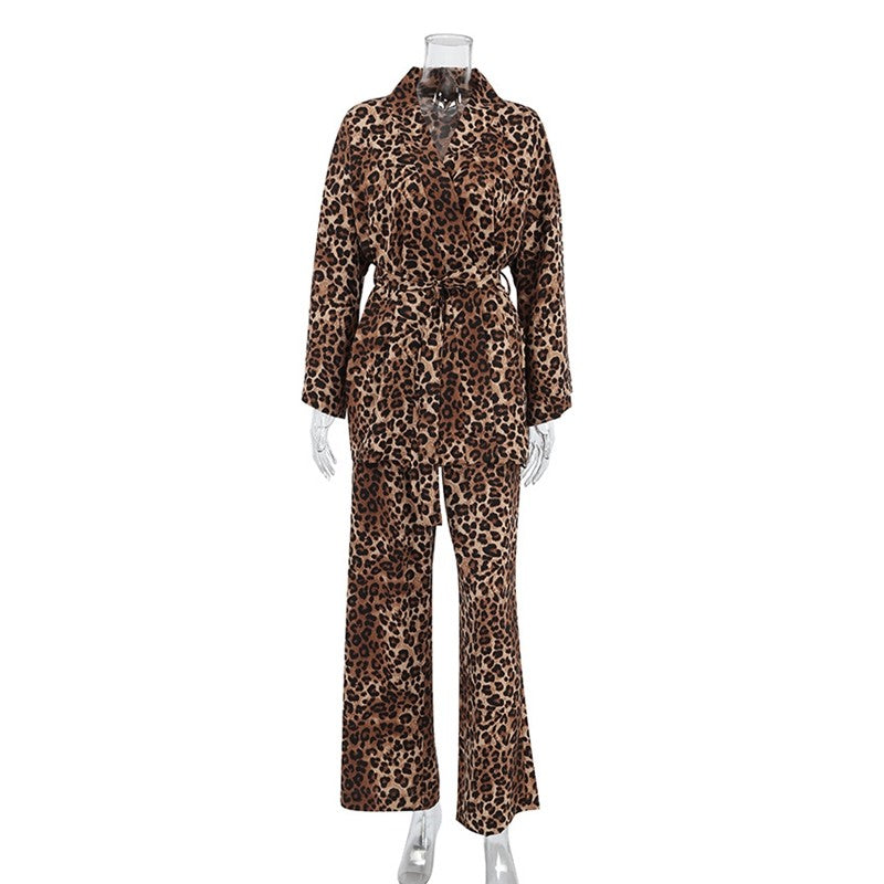 Leopard Print Long Sleeve Pajama Set