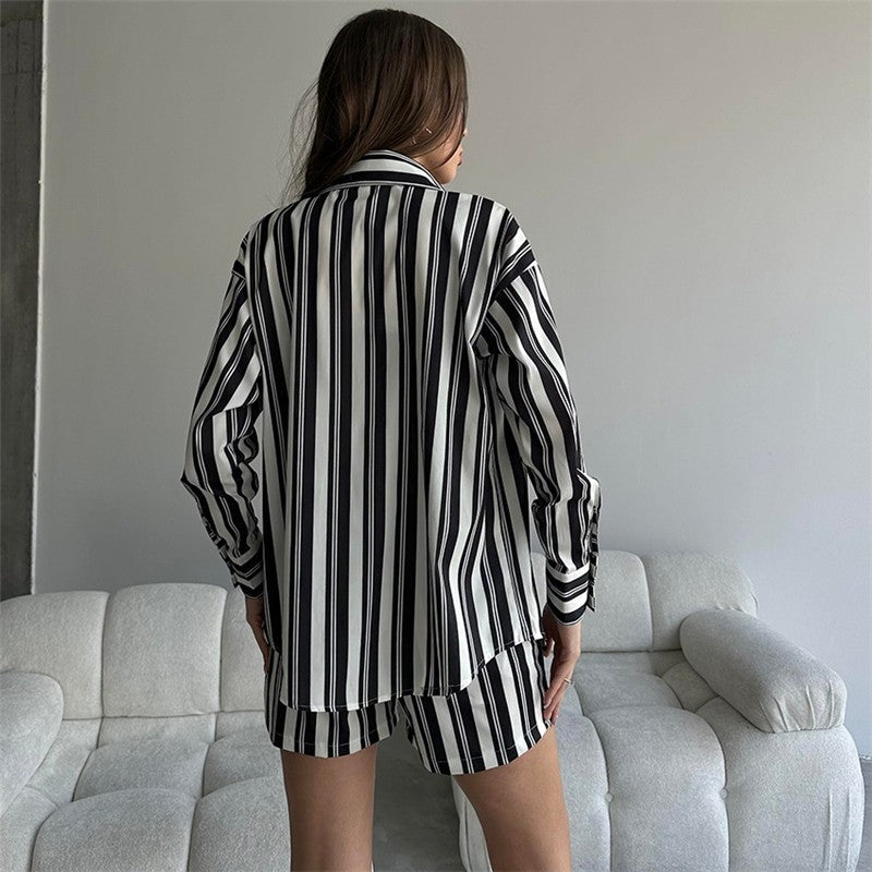 Striped Long Sleeve Lounge Shorts