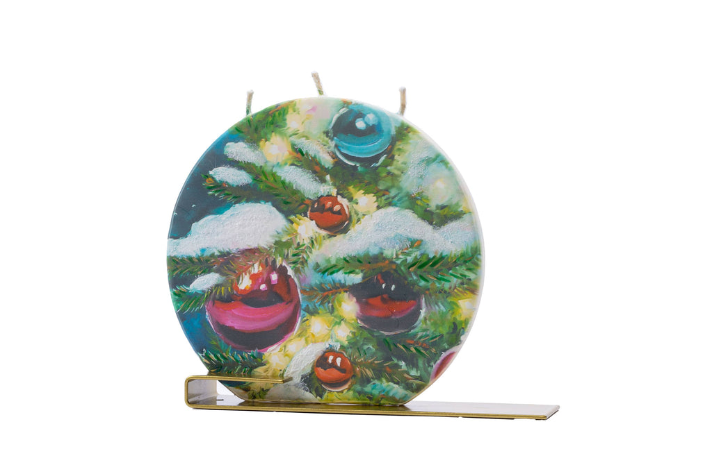 Flatyz Snowy Tree with Ornaments Candle