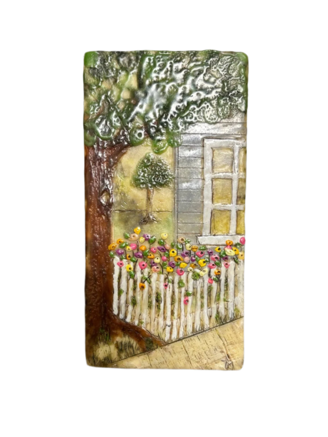 Trish McFerran White Picket Fence Encaustic Art