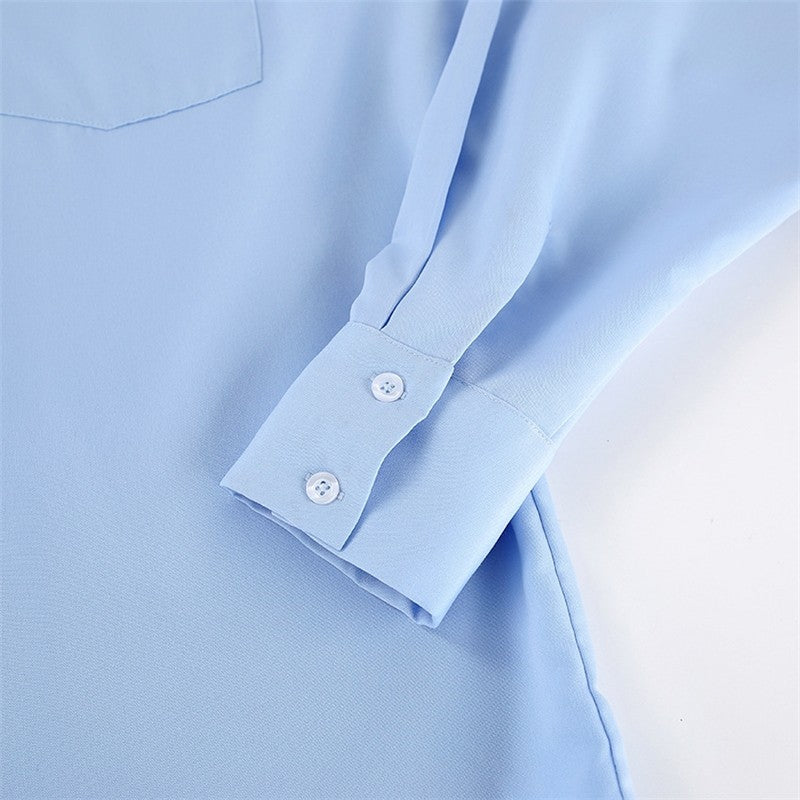 Casual Solid Color Shirt and Pants Ensemble