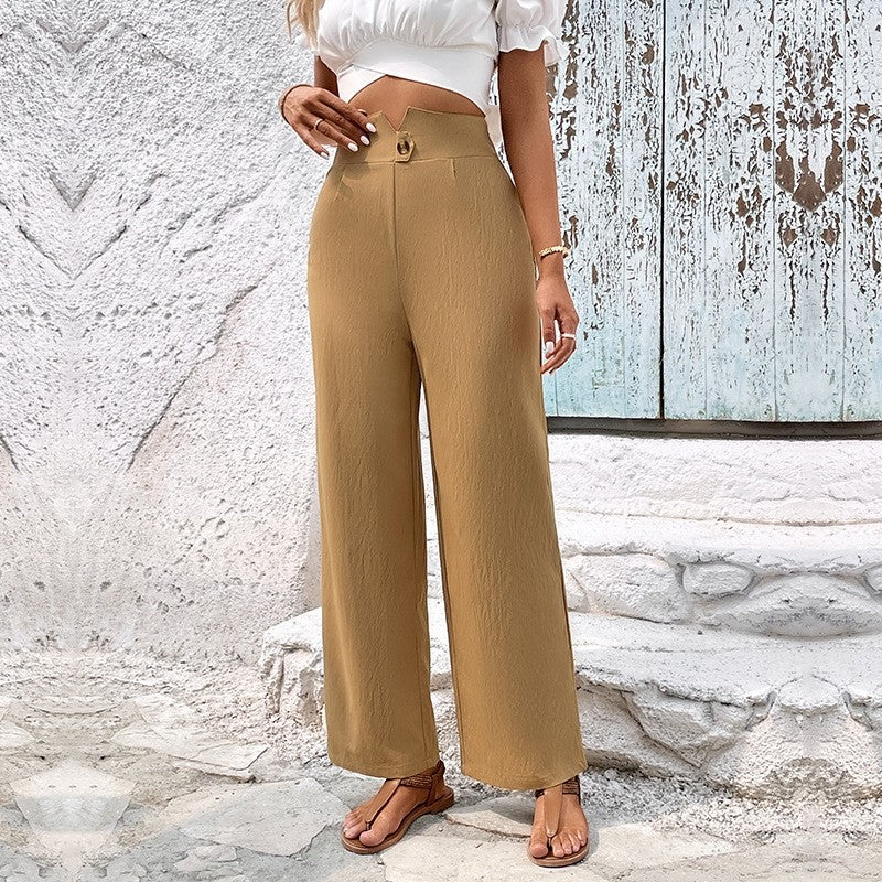 High-Waisted Straight Leg Solid Color Skinny Pants