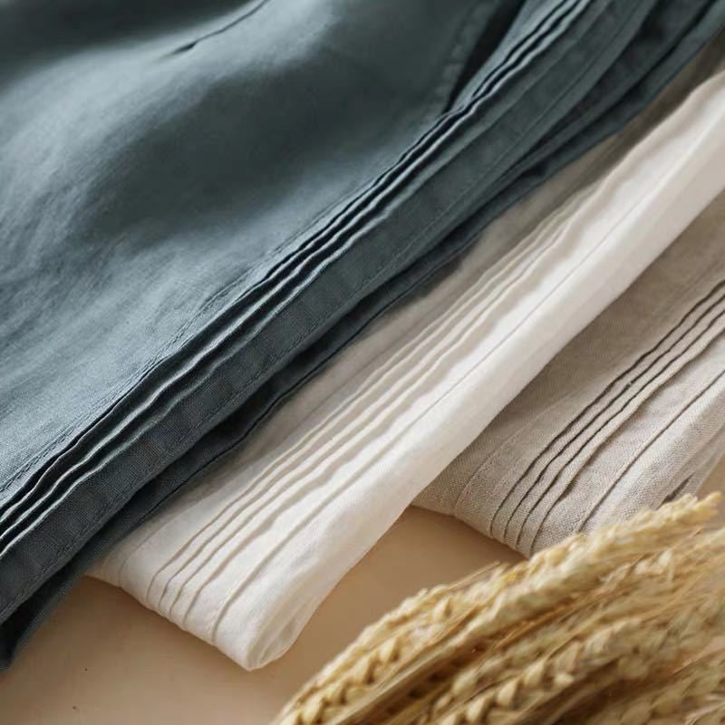 Women's Cotton Linen Wide-Leg New Style High-Waisted Thin Straight Casual Pants
