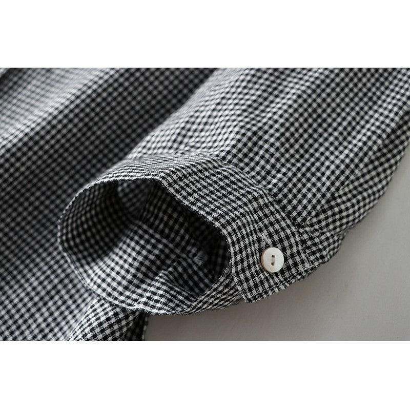 Short Sleeve Lapel A-Line Ramie Cotton Casual Retro Dress