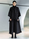 Urban Solid Color Pleated Outerwear&Pants Two Pieces Set