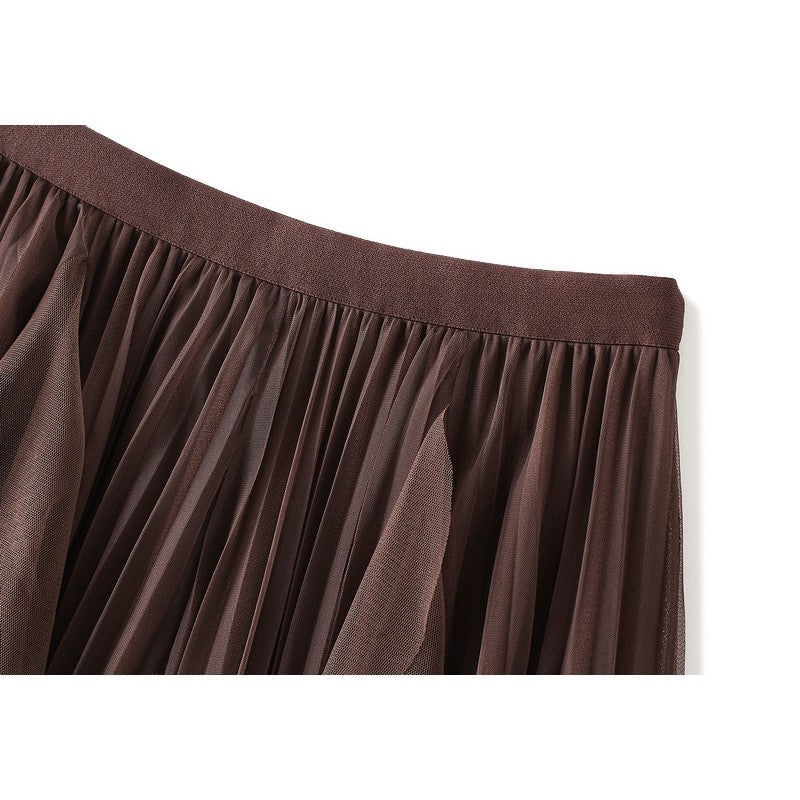 Ruffle Mesh Patchwork Hemline Skirt