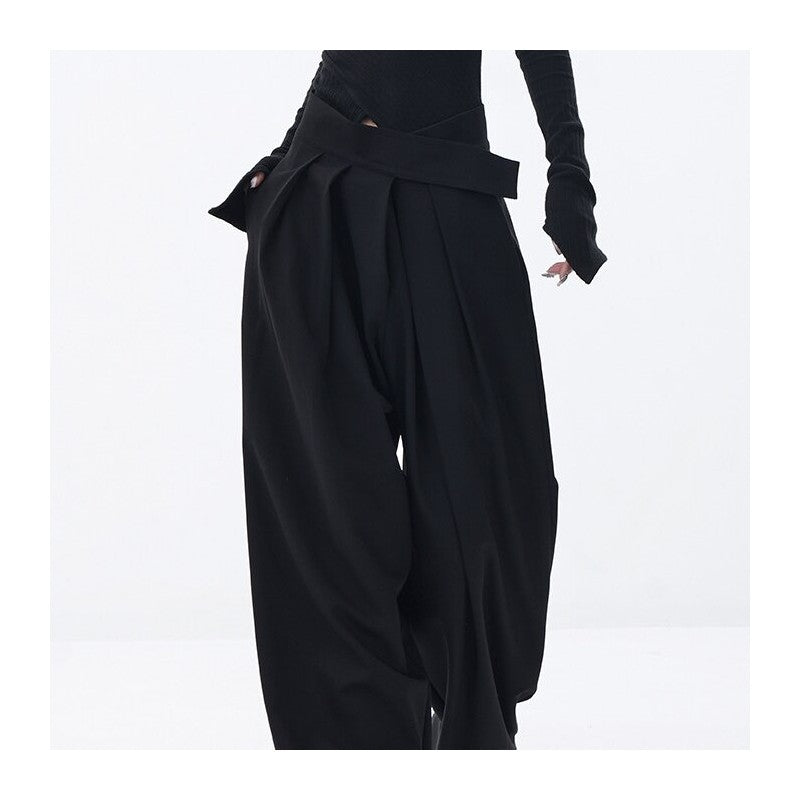 Draped Blazer and Wide-Leg Black Pants