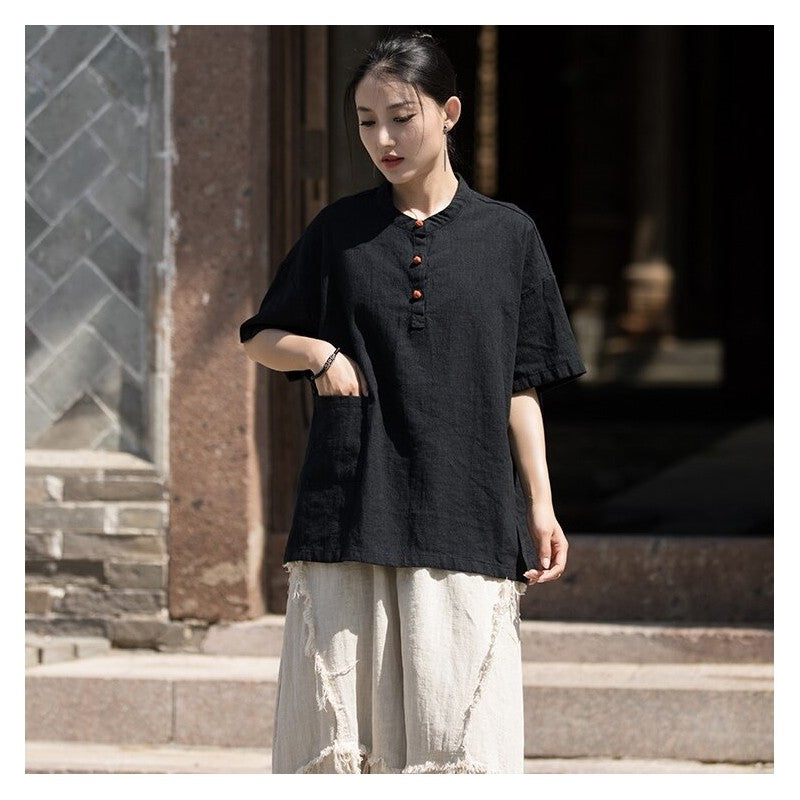 Loose Fit Color Block Half Sleeve T-Shirt