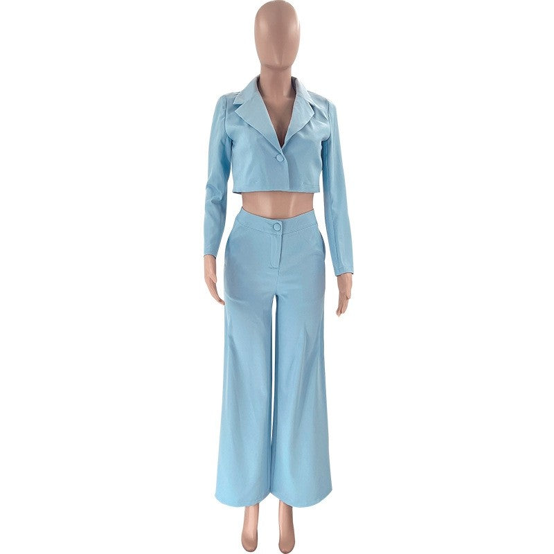 Solid Color Jacket and Pants Set