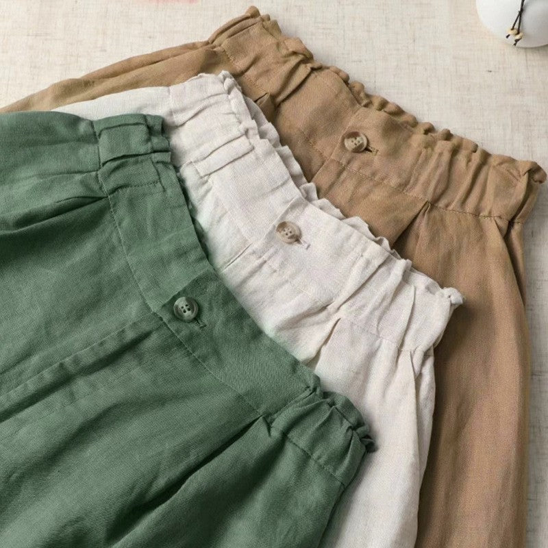 Women's Wide Leg Cotton Blend High Waist Casual Pants