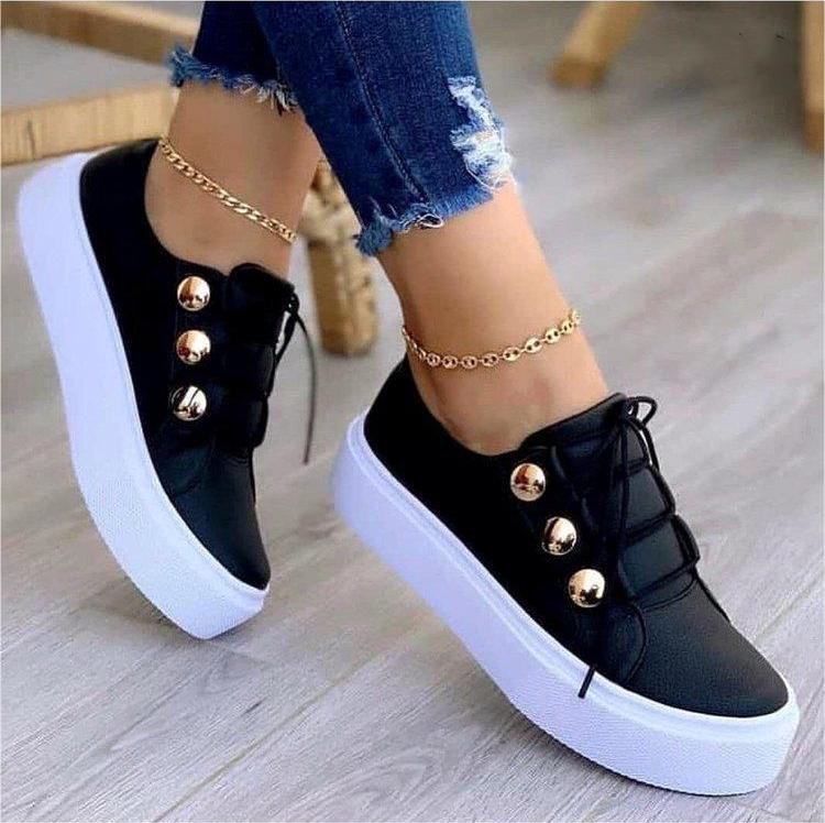 Rivet Lace-Up Sneaker Flats