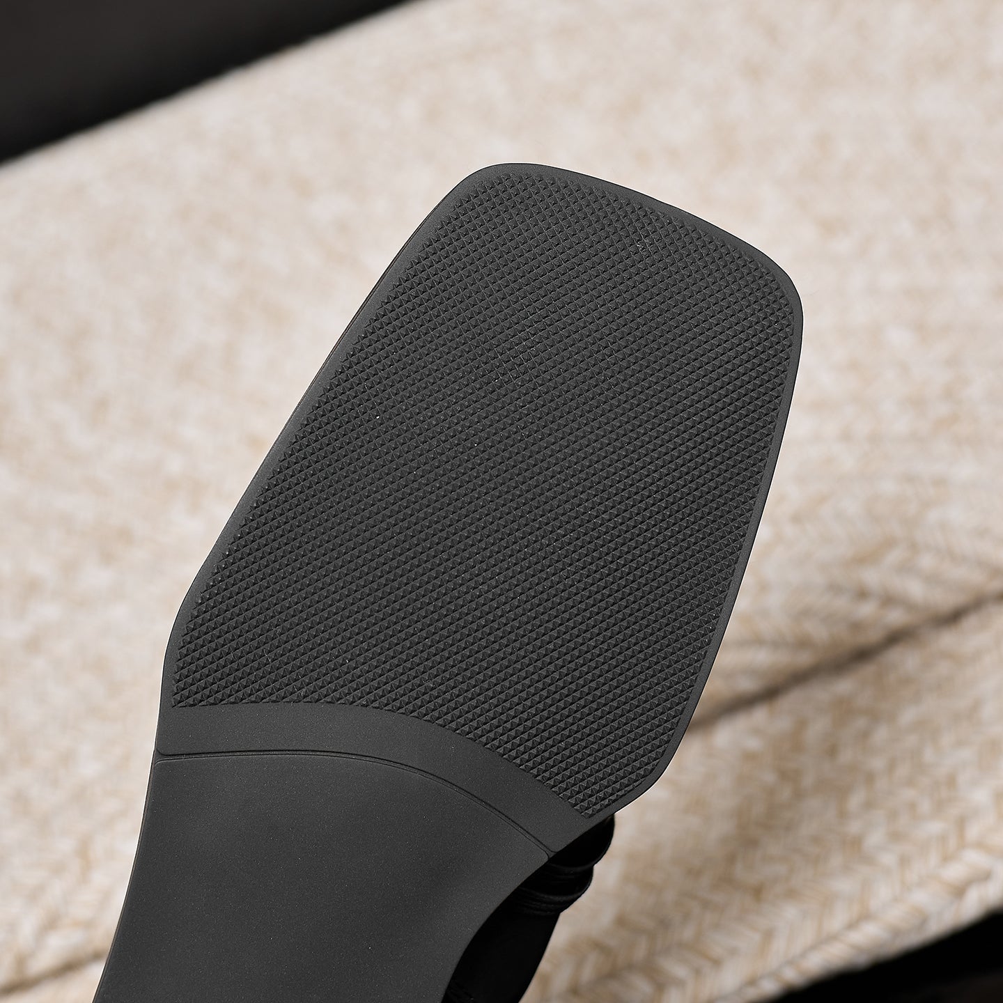 Women's Square Toe Leather Mule Slides | Full-Grain Calfskin Slip-On Low Heel
