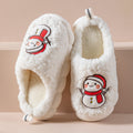 Women's Snowman Slippers - Warm Plush Winter Indoor House Shoes with Anti-Slip Sole